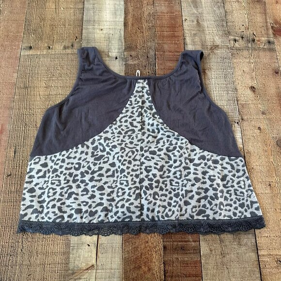 Andthewhy Womens Size Small Leopard Print Lace Trim Color Block Tank Top - Picture 7 of 7